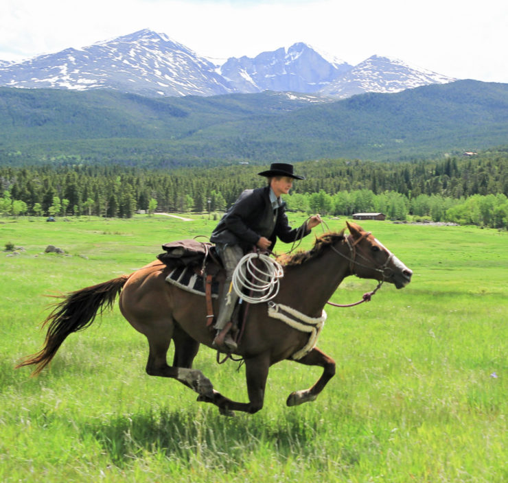 A man riding a horse.