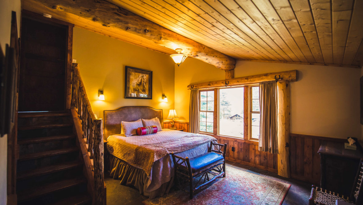 Wildflower cabin view of master bedroom.